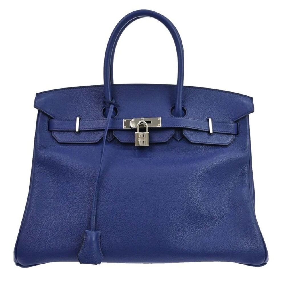 Hermes Birkin Blue Togo With Palladium Hardware Blue Leather Handbag